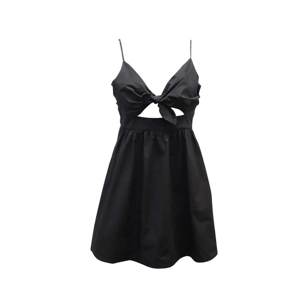 A.L.C. Black Cotton Tie Front Cutout Mini Dress 10 Minimalist Summer